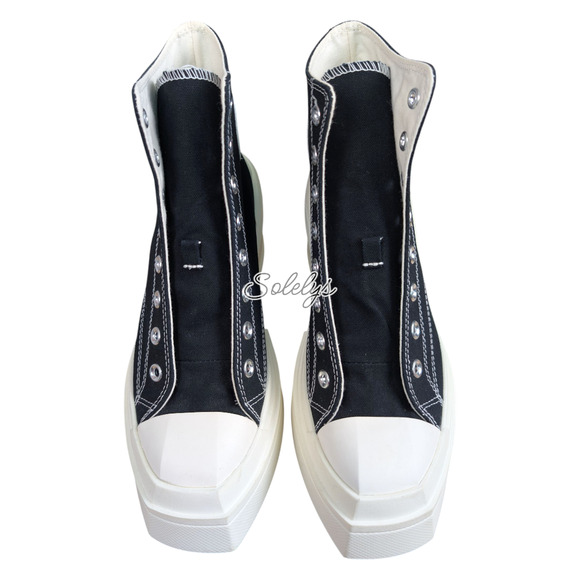 Converse Chuck 70 De Luxe Wedge Platform Black Egret Canvas Sneaker Womens 9.5 - Picture 9 of 11